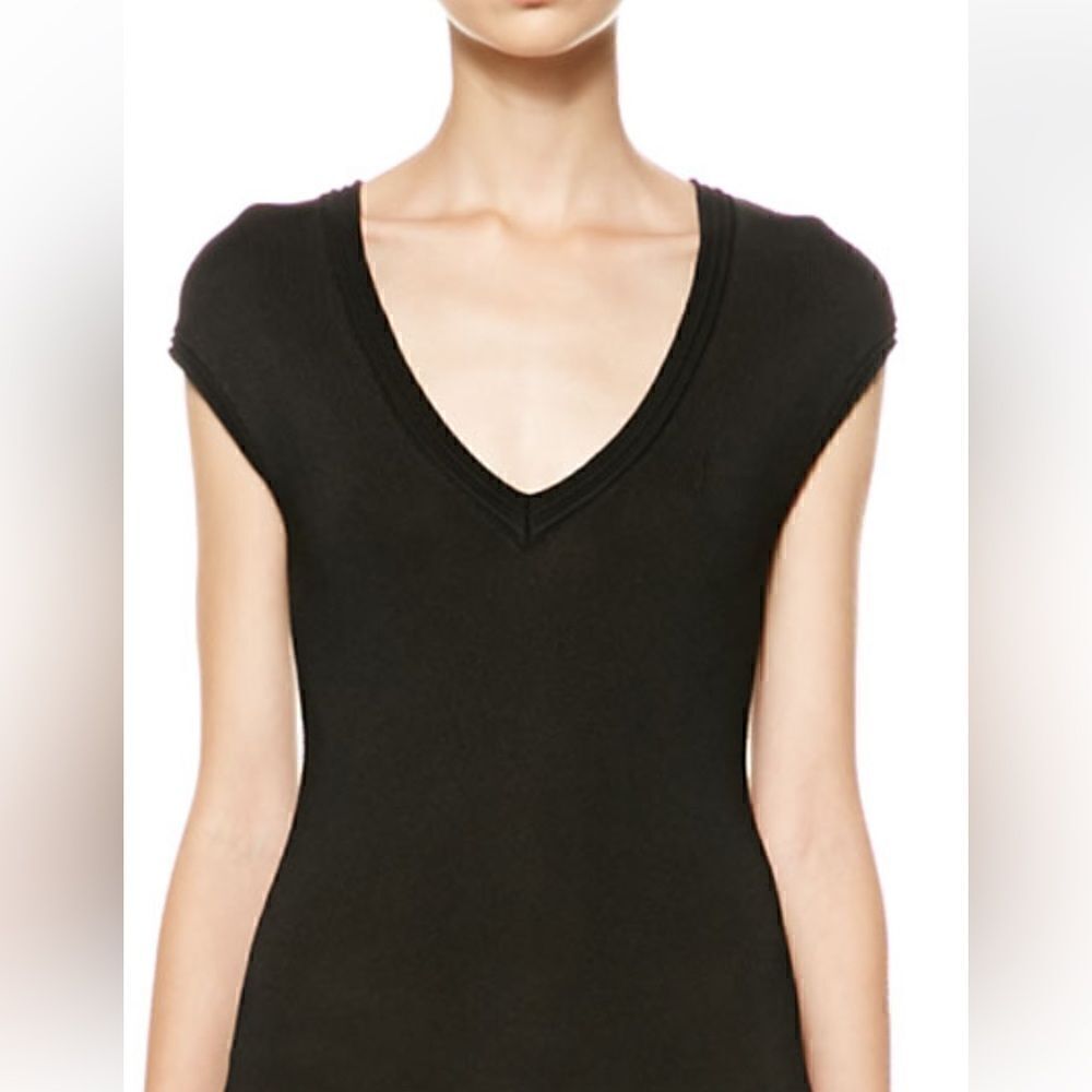 Ralph Lauren Black Lamb Leather-Fringe Silk Knit Sheath Dress - Picture 7 of 16